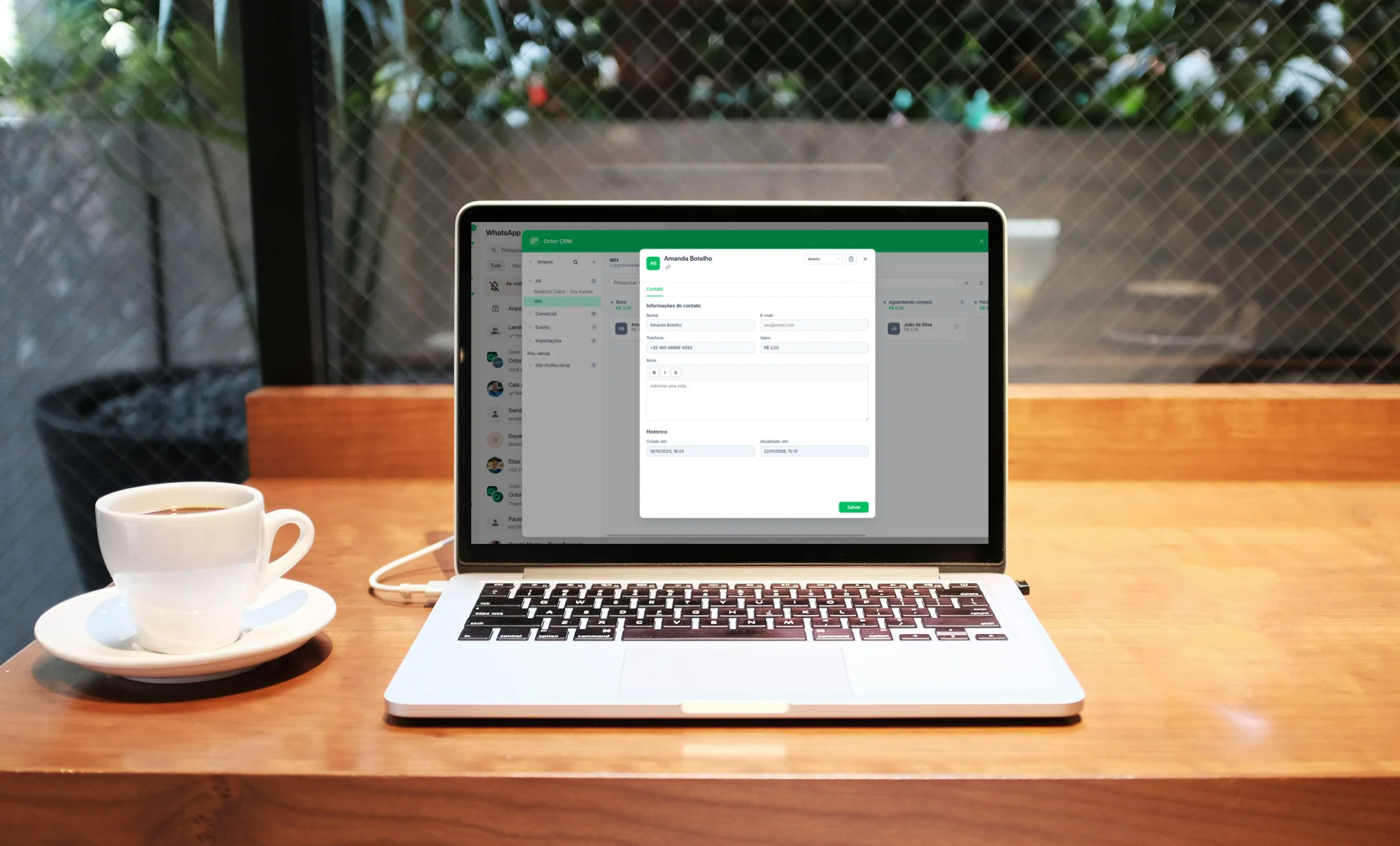 Extensão WhatsApp da Octor integrada ao CRM