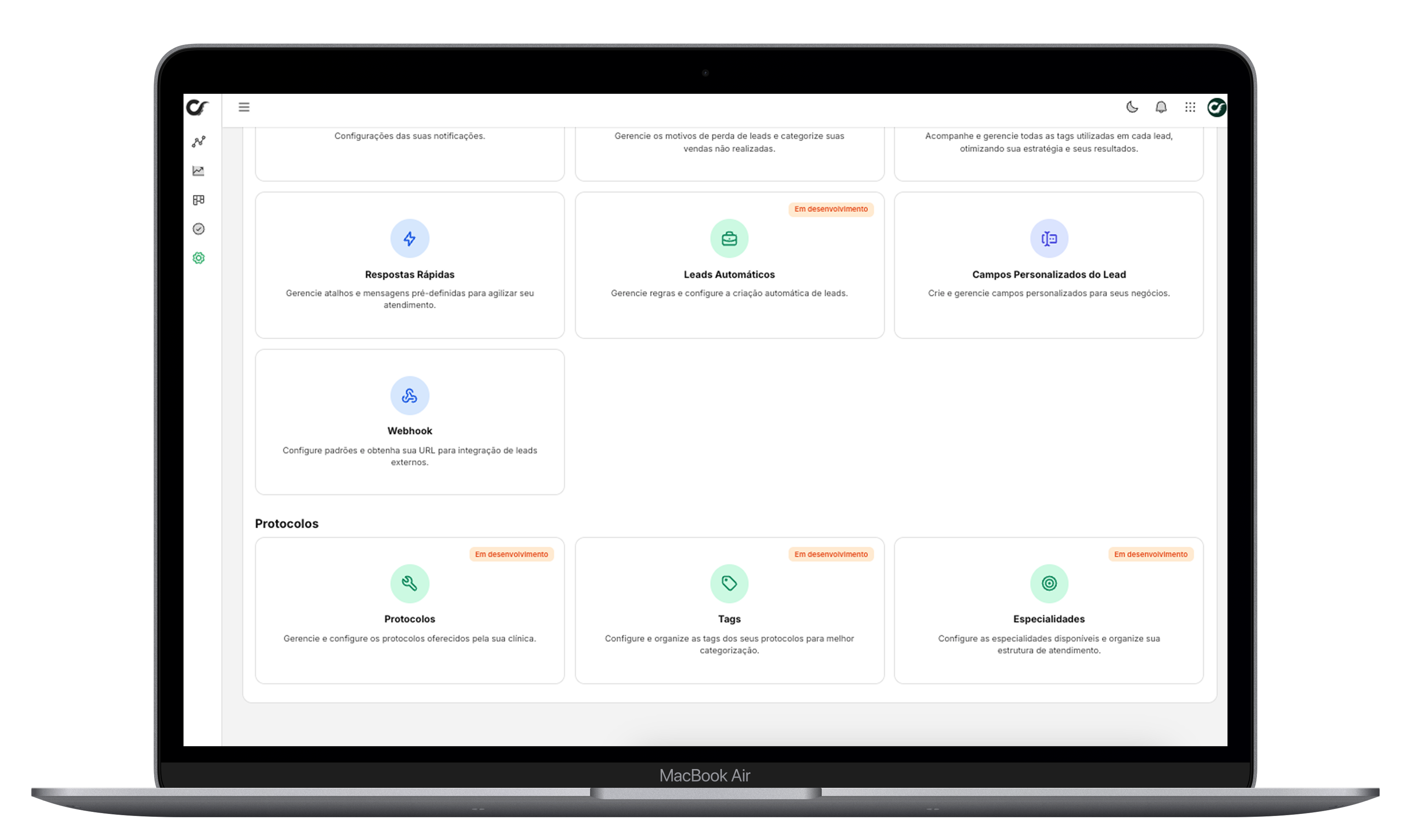 Configurações do CRM