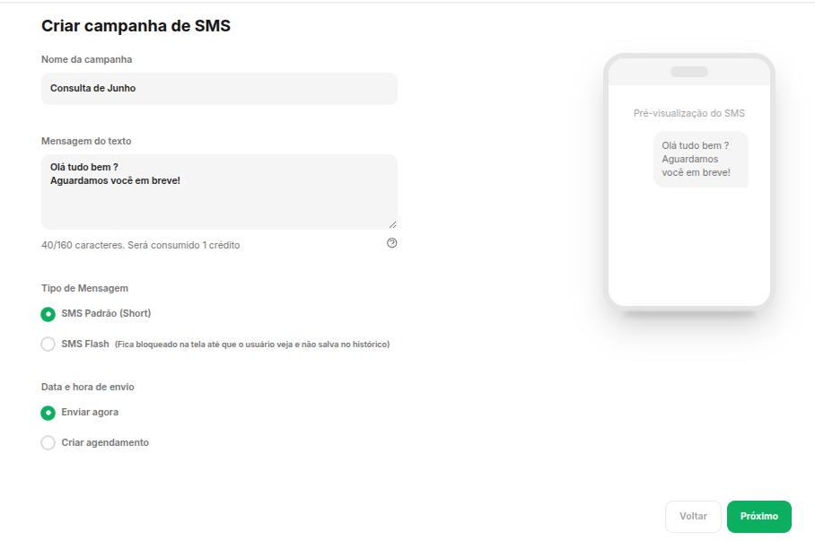 Configurar Campanha SMS